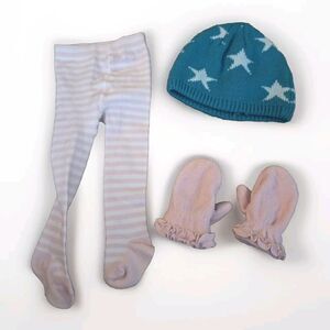 Lot Of Baby Todder Girls Sz 12 Months Tights Beanie Mittens Winter Cold Weather